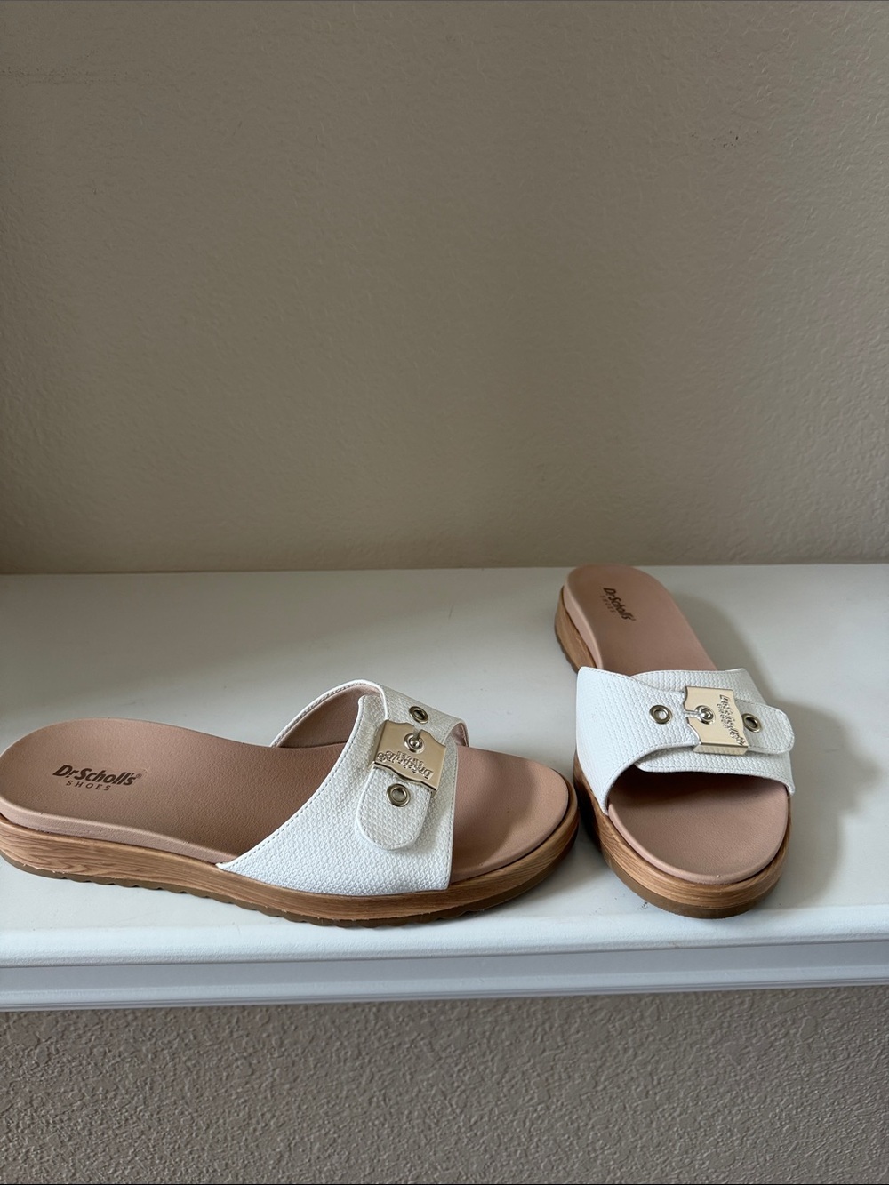 Dr. Scholl's White Slide Slip On Sandals
